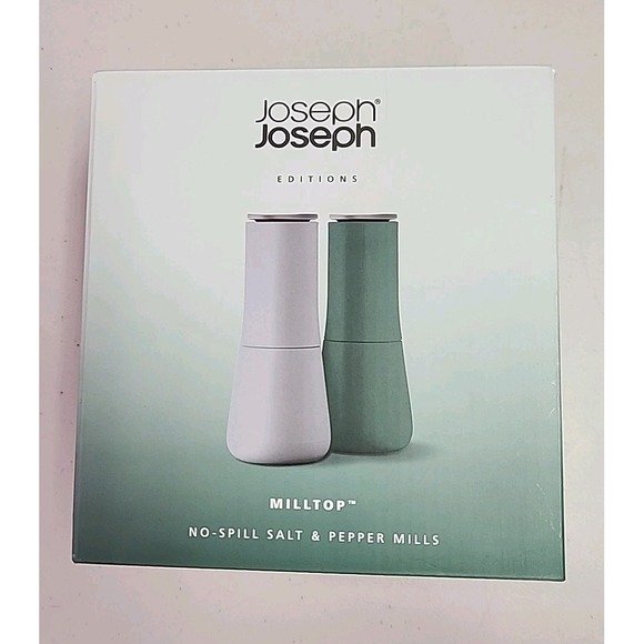 Joseph Joseph Milltop Set-Editions (Sage) Salt & Pepper Mill -NEW - Picture 1 of 4